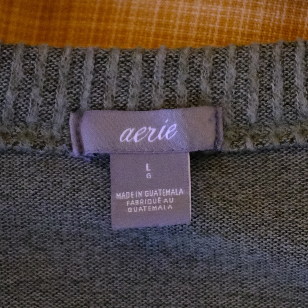 Aerie Oversized Olive Green Lightweight Knit Sweater - Large - Picture 4 of 4